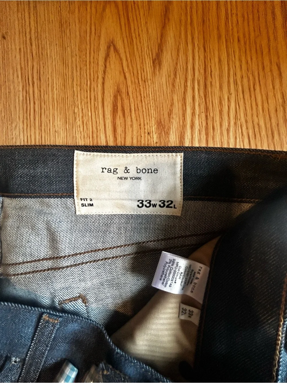 Rag & Bone Men’s Fit 2 Slim Jeans 33x32 NWT Dark Wash Stretch Denim